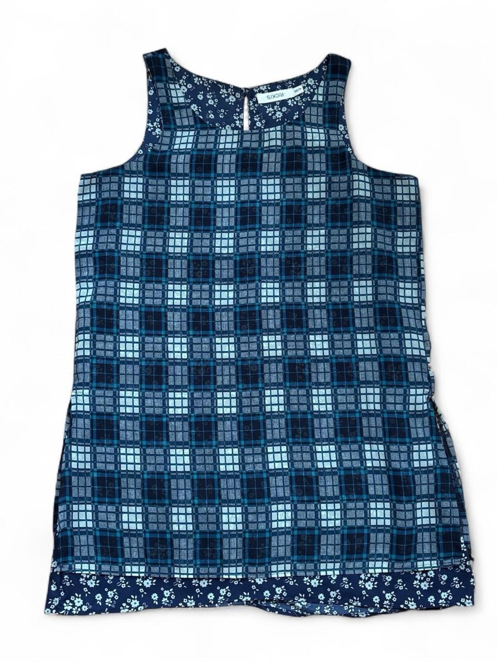 Ricki's Mixed Print Plaid & Floral Sleeveless Shell Blouse